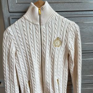 Ralph Lauren cream zip-up cable knit sweater